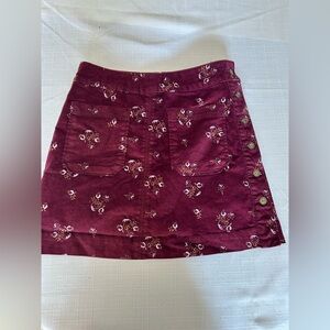 Free People Floral Burgundy Button up Skirt
